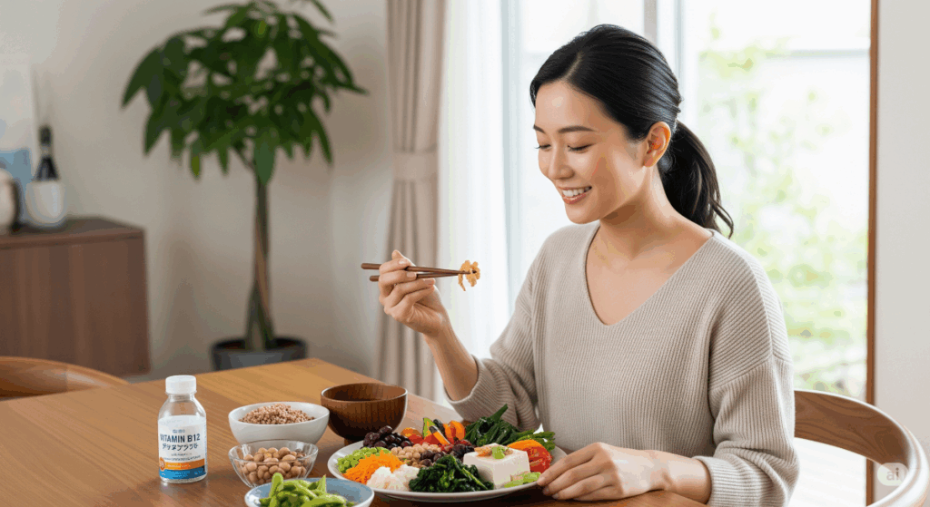 栄養バランスを考慮した植物性食品の食事を摂る日本人女性