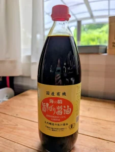 海の精の旨しぼり醤油（国産有機原料100%・杉桶熟成の生醤油